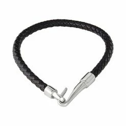Simply Vera Vera Wang Men's Braided Black Leather Bracelet