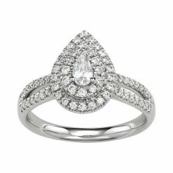 Simply Vera Vera Wang 14KT White Gold 3/4 Carat T.W. Pear Center Diamond Engagement Ring