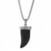 Simply Vera Vera Wang Men's Stainless Steel Black Crystal Tooth Pendant Necklace
