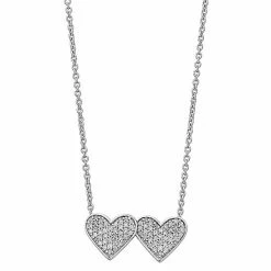 Simply Vera Vera Wang Sterling Silver 1/5 Carat T.W. Diamond Hearts Pendant Necklace Necklace