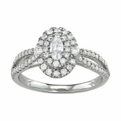 Simply Vera Vera Wang 14KT White Gold 3/4 Carat T.W. Oval Center Diamond Engagement Ring