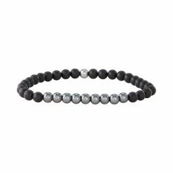Simply Vera Vera Wang Black Agate & Hematite Bead Stretch Bracelet