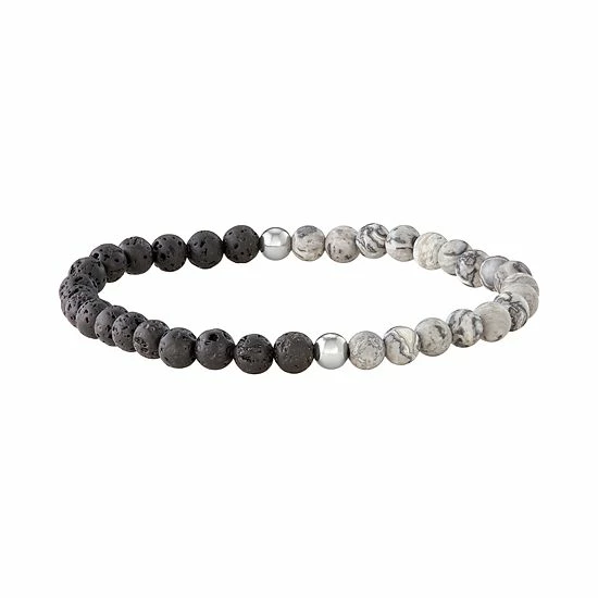 Simply Vera Vera Wang Men's Gray Jasper & Lava Bead Stretch Bracelet 1 Simply Vera Vera Wang Men's Gray Jasper & Lava Bead Stretch Bracelet