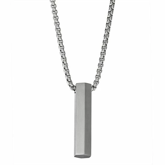 Simply Vera Vera Wang Men's Stainless Steel Satin Finish Pendant Necklace 1 Simply Vera Vera Wang Men's Stainless Steel Satin Finish Pendant Necklace