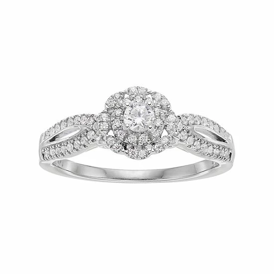 Simply Vera Vera Wang 14k White Gold 3/8 Carat T.W. Diamond Halo Engagement Ring 1 Simply Vera Vera Wang 14k White Gold 3/8 Carat T.W. Diamond Halo Engagement Ring