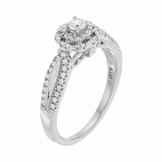 Simply Vera Vera Wang 14k White Gold 3/8 Carat T.W. Diamond Halo Engagement Ring 2 Simply Vera Vera Wang 14k White Gold 3/8 Carat T.W. Diamond Halo Engagement Ring - Image 2