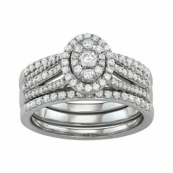 Simply Vera Vera Wang 14k White Gold 3/4 Carat T.W. Diamond Cluster Engagement Ring Set
