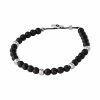Simply Vera Vera Wang Men's Black Agate & Stainless Steel Bead Bracelet