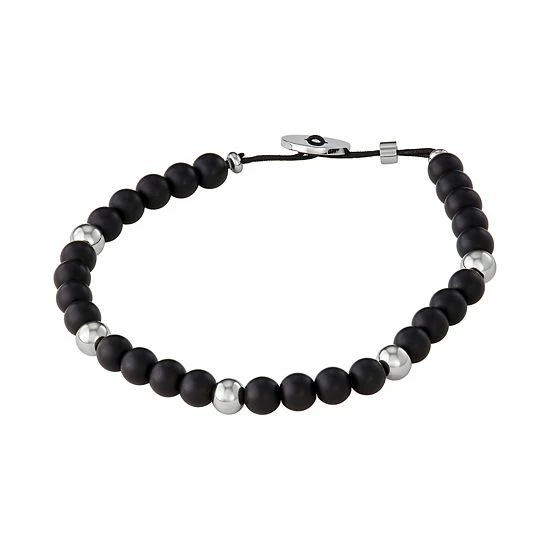 Simply Vera Vera Wang Men's Black Agate & Stainless Steel Bead Bracelet 1 Simply Vera Vera Wang Men's Black Agate & Stainless Steel Bead Bracelet