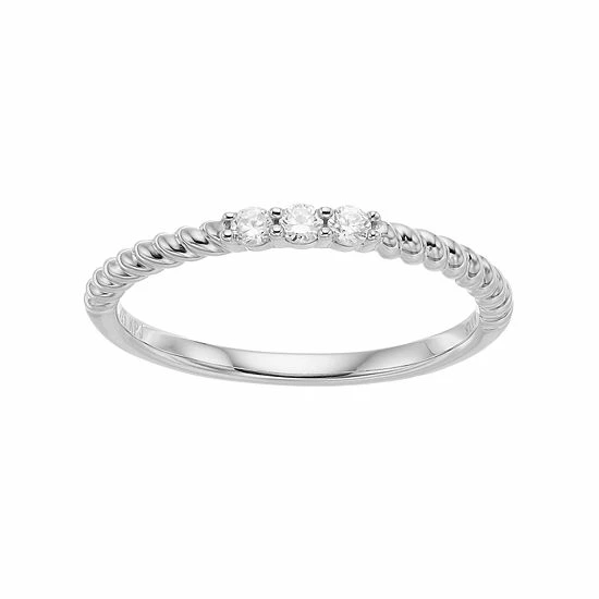 Simply Vera Vera Wang 14k Gold 1/10 Carat T.W. Diamond 3-Stone Twist Anniversary Ring White 1 Simply Vera Vera Wang 14k Gold 1/10 Carat T.W. Diamond 3-Stone Twist Anniversary Ring White