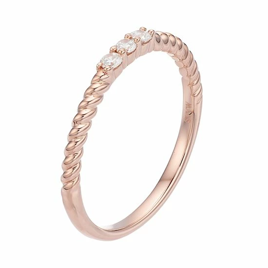 Simply Vera Vera Wang 14k Gold 1/10 Carat T.W. Diamond 3-Stone Twist Anniversary Ring White 2 Simply Vera Vera Wang 14k Gold 1/10 Carat T.W. Diamond 3-Stone Twist Anniversary Ring White - Image 2