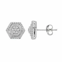 Simply Vera Vera Wang 10th Anniversary Sterling Silver 1/3 Carat T.W. Diamond Flower Hexagon Stud Earrings