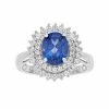 Simply Vera Vera Wang Lab-Created Blue & White Sapphire Oval Halo Ring