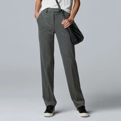 Women's Simply Vera Vera Wang High-Rise Slim Straight Pants Dark Gray Melange