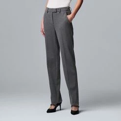 Women's Simply Vera Vera Wang High-Rise Slim Straight Pants Dark Gray Melange 8 Women's Simply Vera Vera Wang High-Rise Slim Straight Pants Dark Gray Melange -Simply Vera Vera Wang STORE unnamed file 350