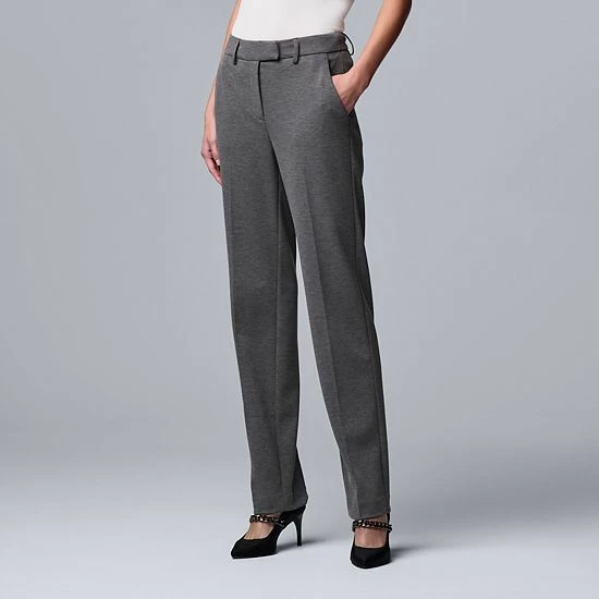 Women's Simply Vera Vera Wang High-Rise Slim Straight Pants Dark Gray Melange 3 Women's Simply Vera Vera Wang High-Rise Slim Straight Pants Dark Gray Melange - Image 3