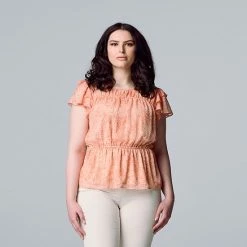 Women's Simply Vera Vera Wang Ruffle-Sleeve Peplum Top Sweeping Blooms -Simply Vera Vera Wang STORE unnamed file 3504