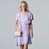 Women's Simply Vera Vera Wang Asymmetrical-Hem Ruffle Dress Megan Purple