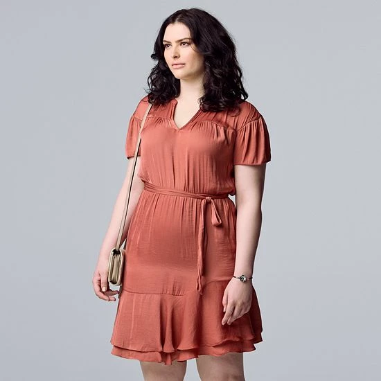 Women's Simply Vera Vera Wang Asymmetrical-Hem Ruffle Dress Megan Purple 3 Women's Simply Vera Vera Wang Asymmetrical-Hem Ruffle Dress Megan Purple - Image 3