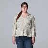 Plus Size Simply Vera Vera Wang Ruffle Neck Peplum Top Soft Tiger B