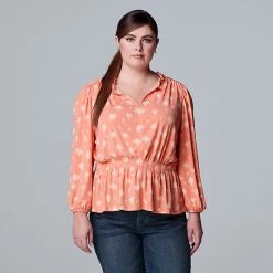 Plus Size Simply Vera Vera Wang Ruffle Neck Peplum Top Soft Tiger B -Simply Vera Vera Wang STORE unnamed file 3515