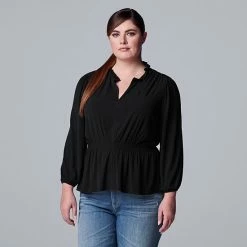 Plus Size Simply Vera Vera Wang Ruffle Neck Peplum Top Soft Tiger B -Simply Vera Vera Wang STORE unnamed file 3518