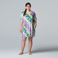 Plus Size Simply Vera Vera Wang Tie-Dye Sleepshirt Purple Tie Dye -Simply Vera Vera Wang STORE unnamed file 3525