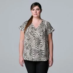 Plus Size Simply Vera Vera Wang Dolman Popover Top Zebra -Simply Vera Vera Wang STORE unnamed file 3538