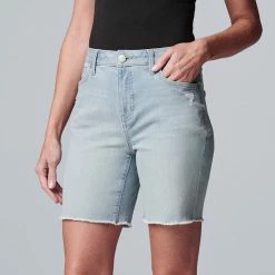 Petite Simply Vera Vera Wang High-Rise Jean Shorts Graystone