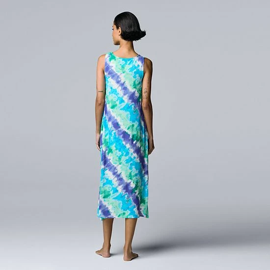 Women's Simply Vera Vera Wang Sleeveless Maxi Chemise Black Tie Dye 2 Women's Simply Vera Vera Wang Sleeveless Maxi Chemise Black Tie Dye - Image 2