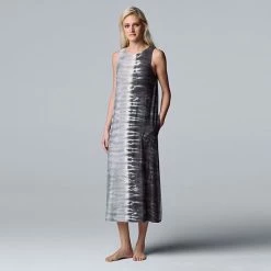 Women's Simply Vera Vera Wang Sleeveless Maxi Chemise Black Tie Dye 8 Women's Simply Vera Vera Wang Sleeveless Maxi Chemise Black Tie Dye -Simply Vera Vera Wang STORE unnamed file 3561