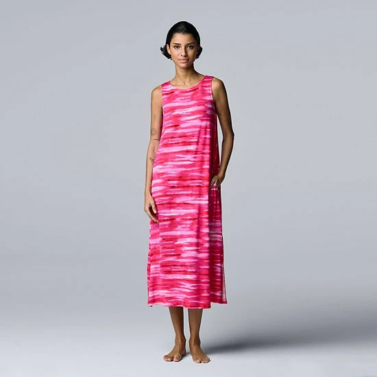 Women's Simply Vera Vera Wang Sleeveless Maxi Chemise Black Tie Dye 5 Women's Simply Vera Vera Wang Sleeveless Maxi Chemise Black Tie Dye - Image 5