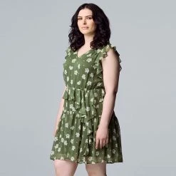 Women's Simply Vera Vera Wang Ruffle Tiered Chiffon Dress Petal Shadows