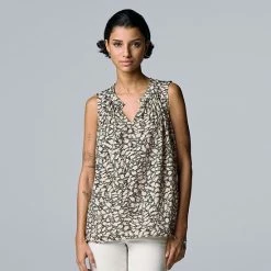 Women's Simply Vera Vera Wang Pleated Tank Garden Ditsy -Simply Vera Vera Wang STORE unnamed file 3579