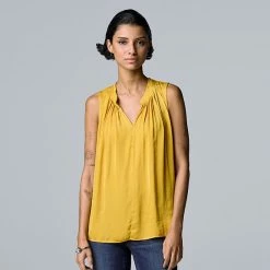 Women's Simply Vera Vera Wang Pleated Tank Garden Ditsy -Simply Vera Vera Wang STORE unnamed file 3582