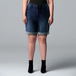 Plus Size Simply Vera Vera Wang High-Waisted 7-in. Denim Shorts Payton