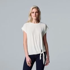 Women's Simply Vera Vera Wang Side Tie Dolman Tee White Knight -Simply Vera Vera Wang STORE unnamed file 3596