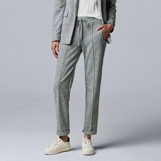 Women's Simply Vera Vera Wang Tapered Pull-On Drawstring Pants Grey Texture Plaid 1 Women's Simply Vera Vera Wang Tapered Pull-On Drawstring Pants Grey Texture Plaid