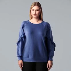 Plus Size Simply Vera Vera Wang Ruffle Raglan Sweatshirt