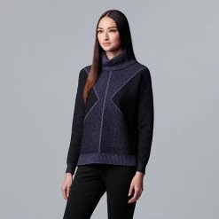 Women's Simply Vera Vera Wang Plaited Turtleneck Poncho Sweater Grape Ape -Simply Vera Vera Wang STORE unnamed file 3622