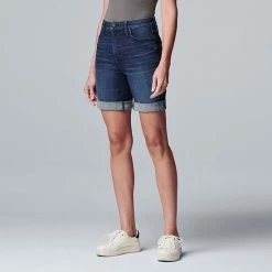 Women's Simply Vera Vera Wang High-Waisted 7" Roll Cuff Bermuda Denim Shorts Raleigh -Simply Vera Vera Wang STORE unnamed file 3626