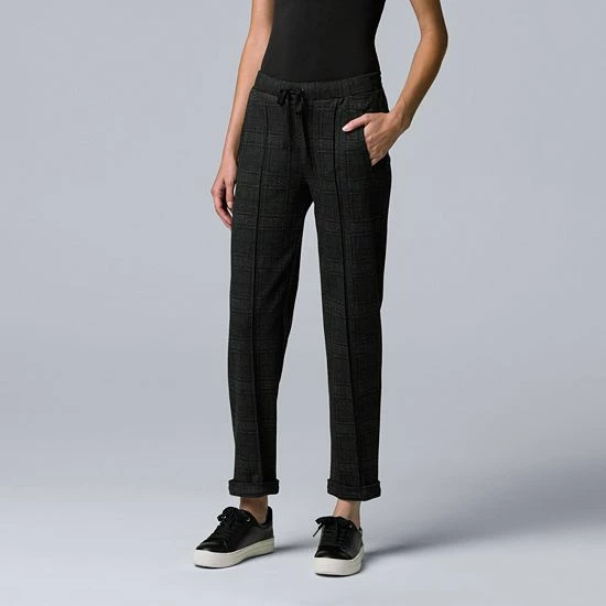 Women's Simply Vera Vera Wang Tapered Pull-On Drawstring Pants Grey Texture Plaid 3 Women's Simply Vera Vera Wang Tapered Pull-On Drawstring Pants Grey Texture Plaid - Image 3