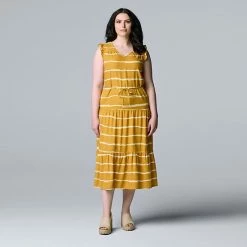 Women's Simply Vera Vera Wang Tiered Midi Dress Wide Soft Stripes 7 Women's Simply Vera Vera Wang Tiered Midi Dress Wide Soft Stripes -Simply Vera Vera Wang STORE unnamed file 3637