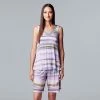 Women's Simply Vera Vera Wang Satin-Trim Pajama Tank And Bermuda Pajama Shorts Sleep Set Multi Ditsy