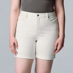 Women's Simply Vera Vera Wang High-Waisted 7" Bermuda Denim Shorts White -Simply Vera Vera Wang STORE unnamed file 3655