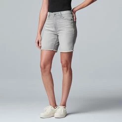 Women's Simply Vera Vera Wang High-Waisted 7" Bermuda Denim Shorts White -Simply Vera Vera Wang STORE unnamed file 3657