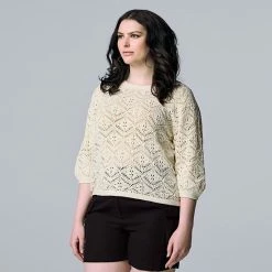 Women's Simply Vera Vera Wang Crochet Blouse Chalk Hill -Simply Vera Vera Wang STORE unnamed file 3669