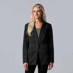 Women's Simply Vera Vera Wang Soft Ponte Blazer Chocolate Wine -Simply Vera Vera Wang STORE unnamed file 367