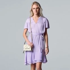 Petite Simply Vera Vera Wang Asymmetrical-Hem Ruffle Dress Shabby Rose