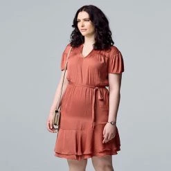Petite Simply Vera Vera Wang Asymmetrical-Hem Ruffle Dress Shabby Rose -Simply Vera Vera Wang STORE unnamed file 3673